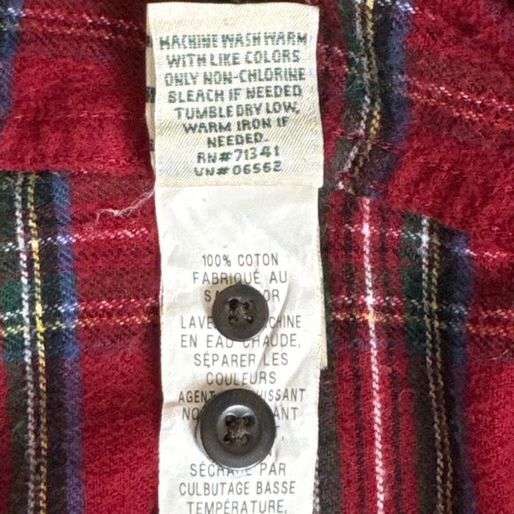 L.L. Bean Womens Red Plaid Flannel Shirt Long Sleeves Collar Button-Down Size XL - Picture 8 of 12